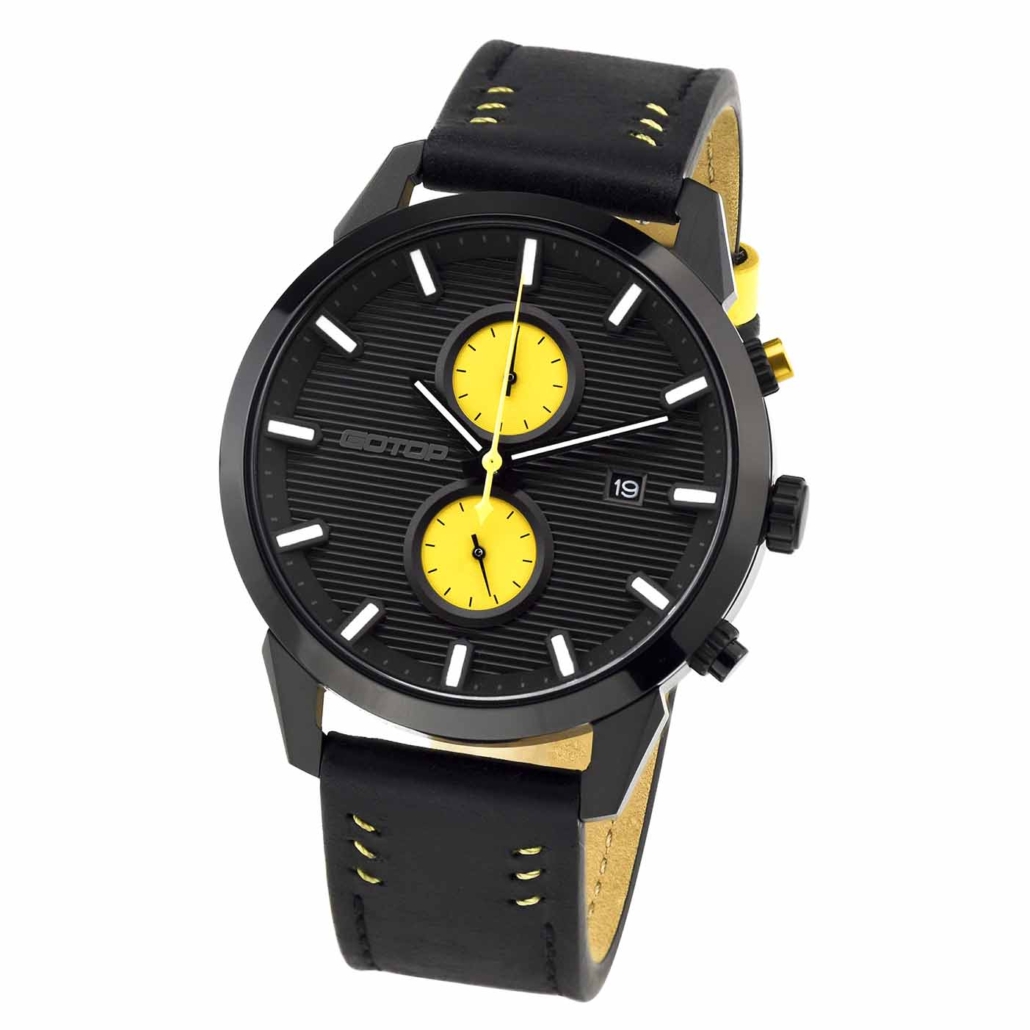 SS661 Genuine Leather Dual Dial Watches For Men