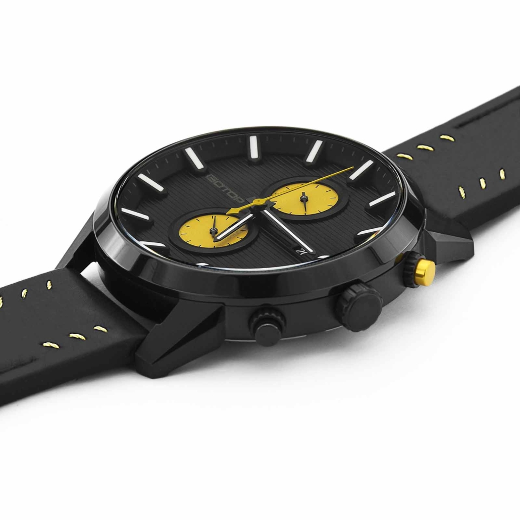 SS661 Genuine Leather Dual Dial Watches For Men