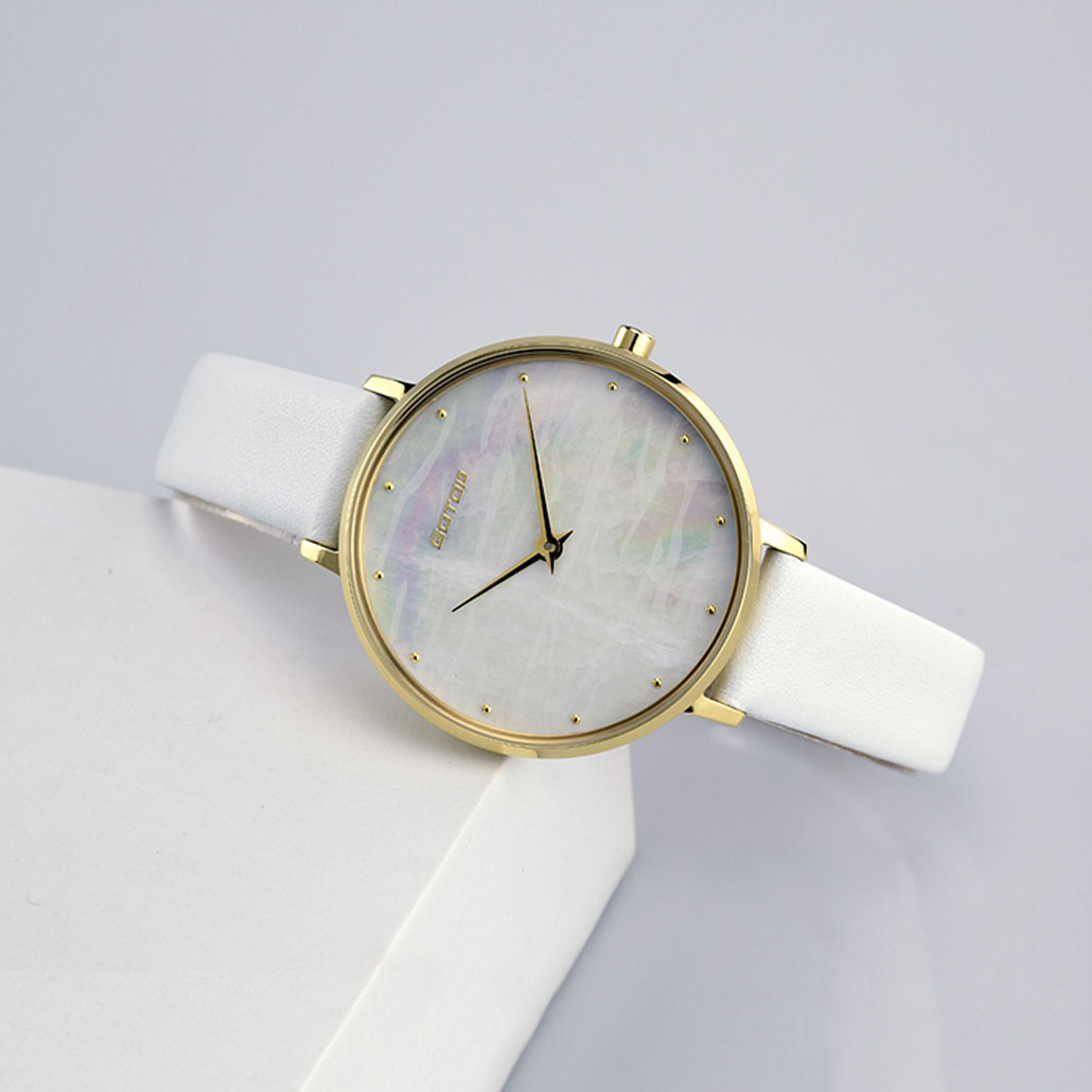 mother of pearl watches ladies Thin Leather Strap