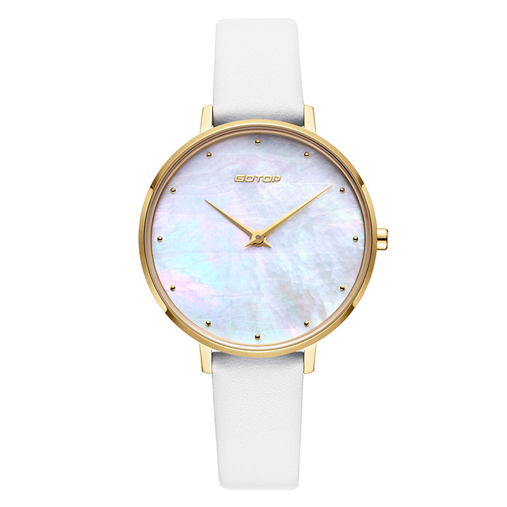 mother of pearl Women's Watch Thin Leather Strap
