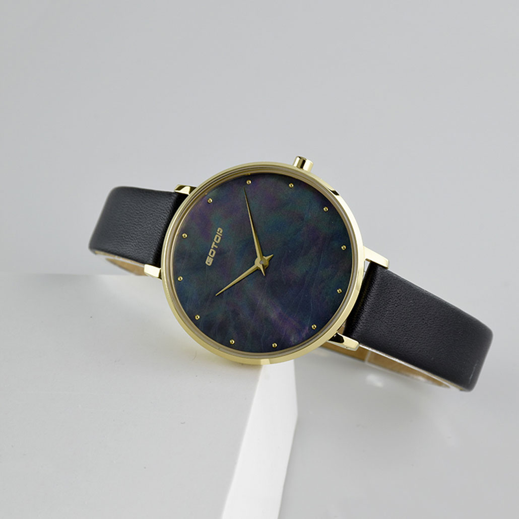 mother of pearl dial Women's Watch Thin Leather Strap