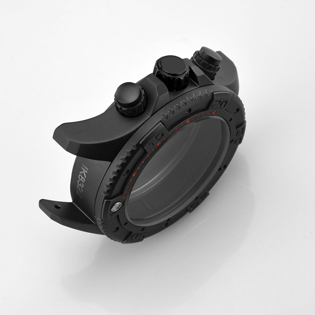 WC008 Stainless Steel Black Watch Case with Rotating Bezel