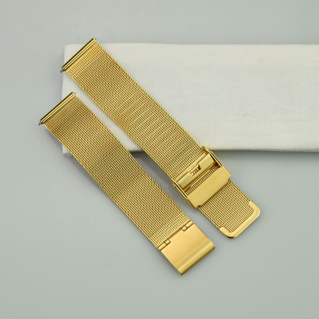 WS012 Gold Colored Stainless-steel Watch Bracelet With Safety Buckle