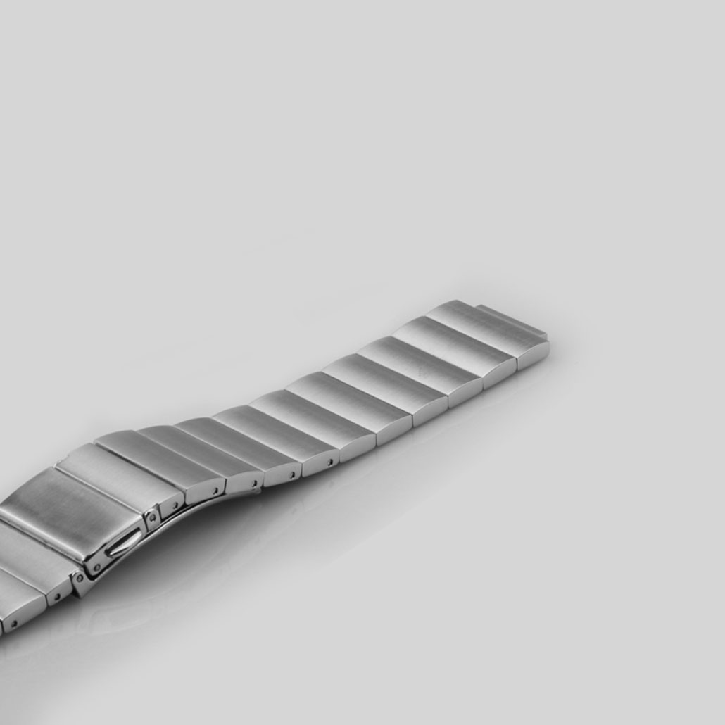 WS023 Silver Push Button Clasp Stainless- Steel Watch Bracelet