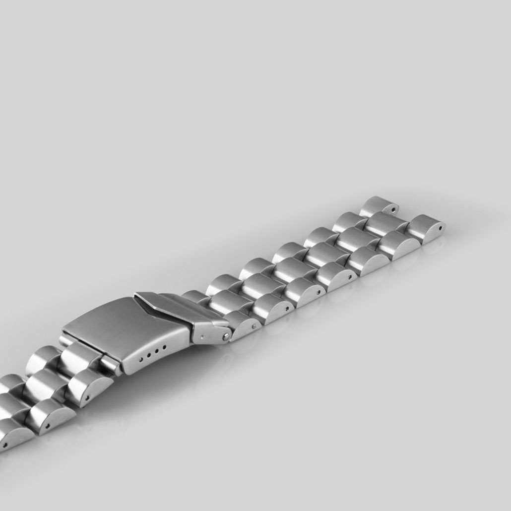 WS020 Silver Stainless-Steel Watch Strap With Safety Buckle