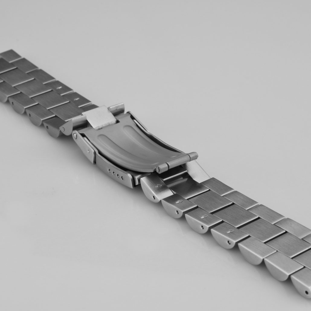 WS020 Silver Stainless-Steel Watch Strap With Safety Buckle