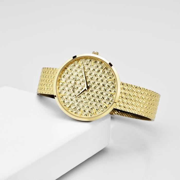 Fashion Unique Stereoscopic Brick Quartz Watch New Steel Strap Concise Sunray Dial