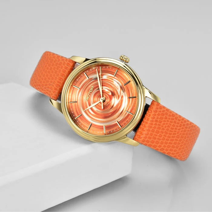 New Gorgeous Water Ripple Steel Watch With Colorful Snakeskin Strap For Ladies