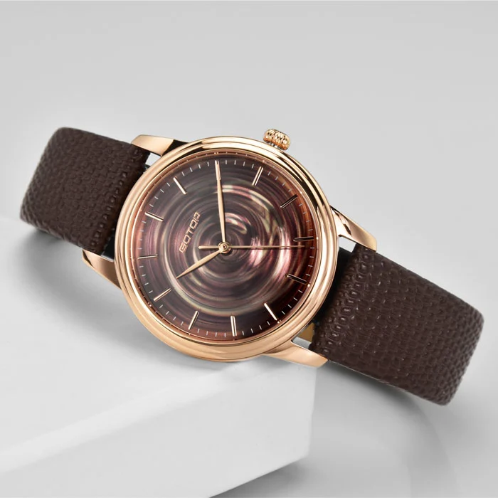 New Gorgeous Water Ripple Steel Watch With Colorful Snakeskin Strap For Ladies