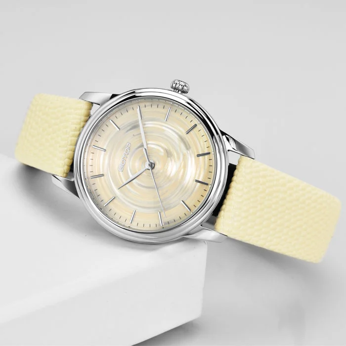 New Gorgeous Water Ripple Steel Watch With Colorful Snakeskin Strap For Ladies