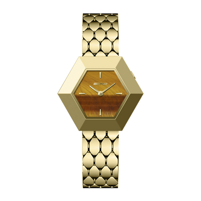 Hexagonal Stone Dial Women's Watch Custom Colorful Unique Steel Case