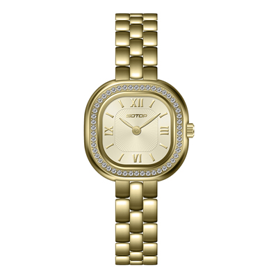 Square Gemstone Women's Watch Eye-Catching Shine Retro Luxury Stainless Steel Jewelry Timepiece