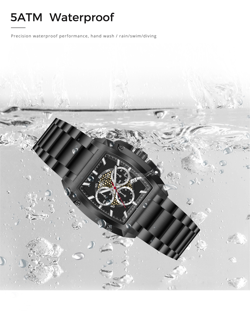 Detail of SS1153 Luxury Chronograph Men’s Watch with Luminous Skeleton Dial Sports 316L Case OEM