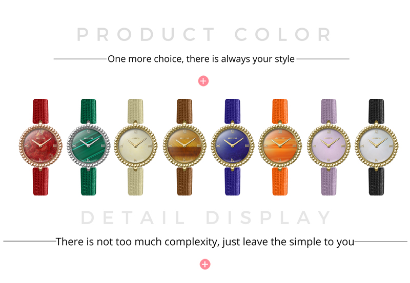 Detail of SS1155 Minimalist Natural Stone Dial Women’s Watches 28mm Premium Case Customizable Genuine Leather