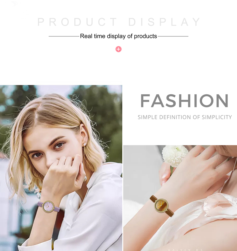 Detail of SS1155 Minimalist Natural Stone Dial Women’s Watches 28mm Premium Case Customizable Genuine Leather