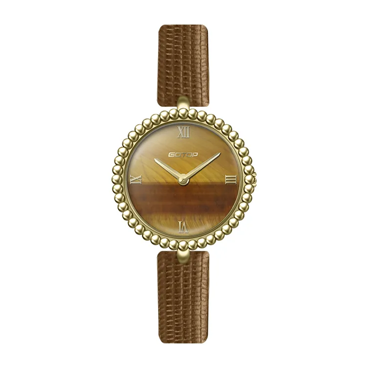 Minimalist Natural Stone Dial Women’s Watches 28mm Premium Case Customizable Genuine Leather