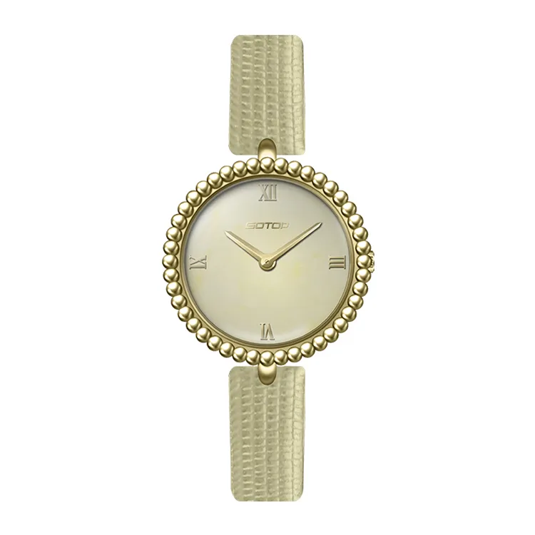 Minimalist Natural Stone Dial Women’s Watches 28mm Premium Case Customizable Genuine Leather